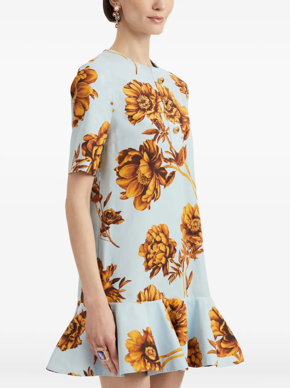 Oscar de la Renta peony-print mini dress Wit