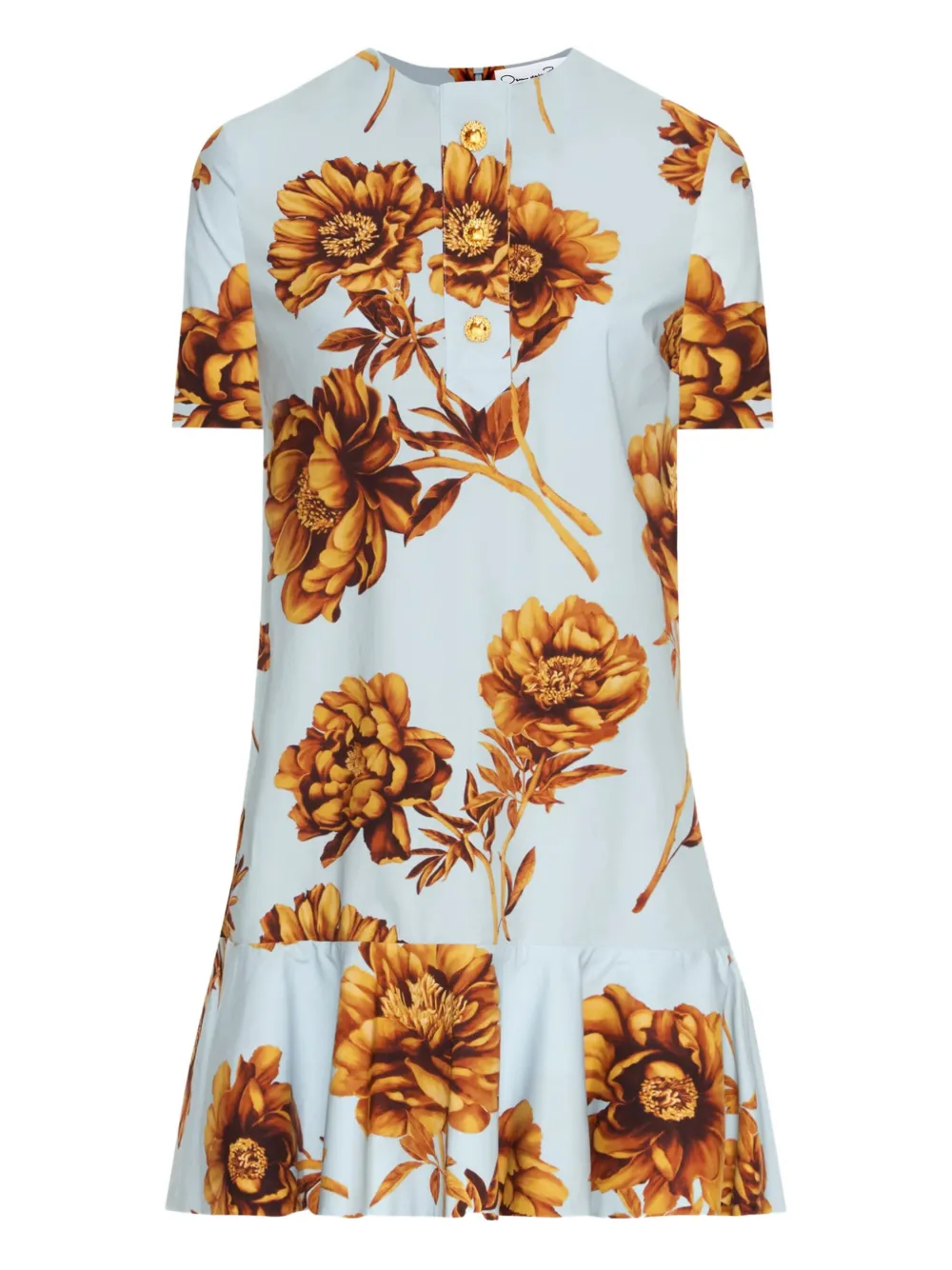Oscar De La Renta Peony-print Mini Dress In White