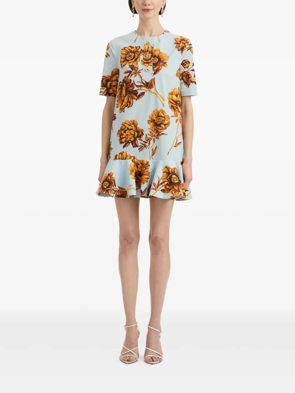 Oscar de la Renta peony-print mini dress Wit