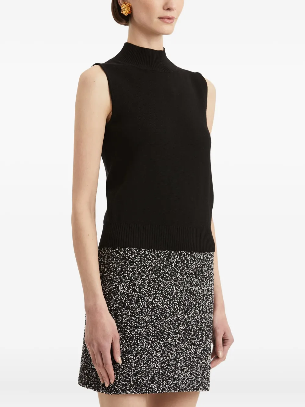 Oscar de la Renta mock-neck sleeveless top Zwart
