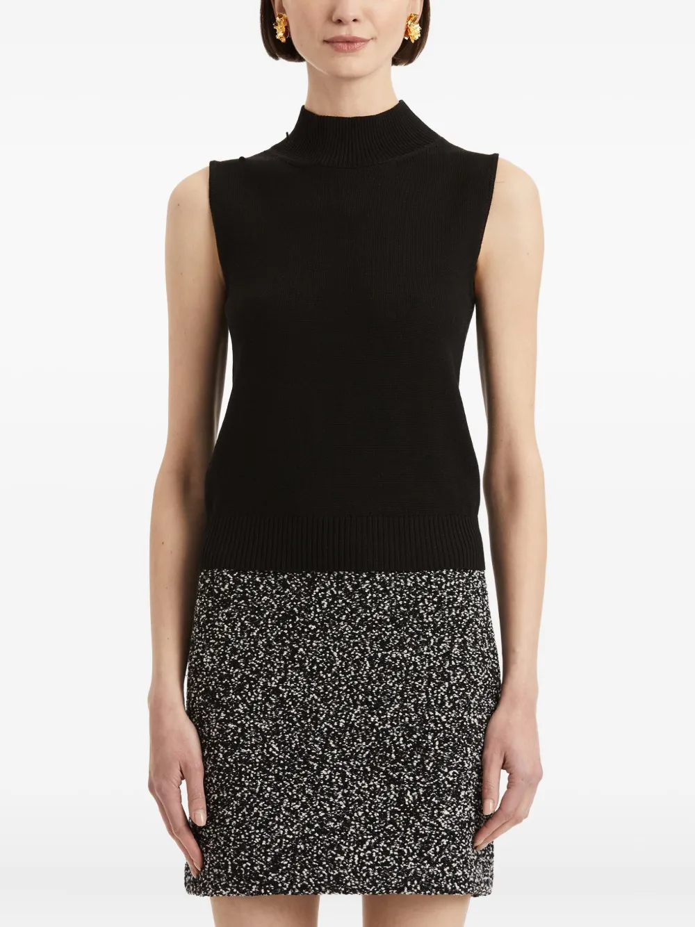 Oscar de la Renta mock-neck sleeveless top Zwart
