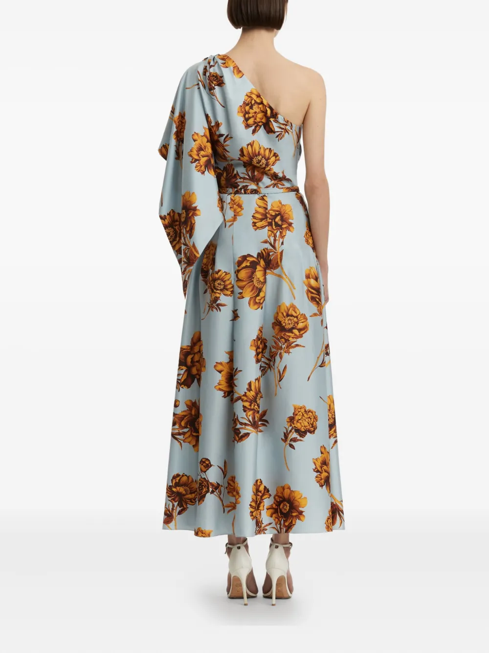 Oscar de la Renta one-shoulder floral-print maxi dress Blauw