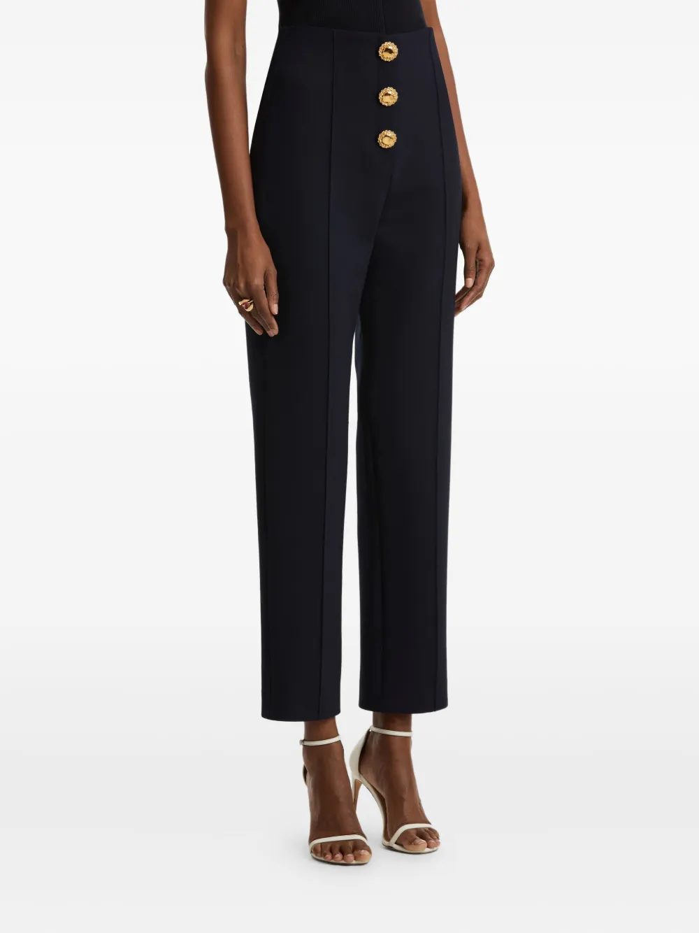 Oscar de la Renta button-detailed trousers Blauw
