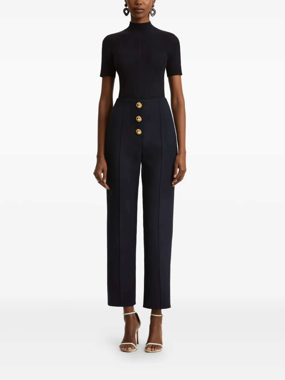 Oscar de la Renta button-detailed trousers Blauw