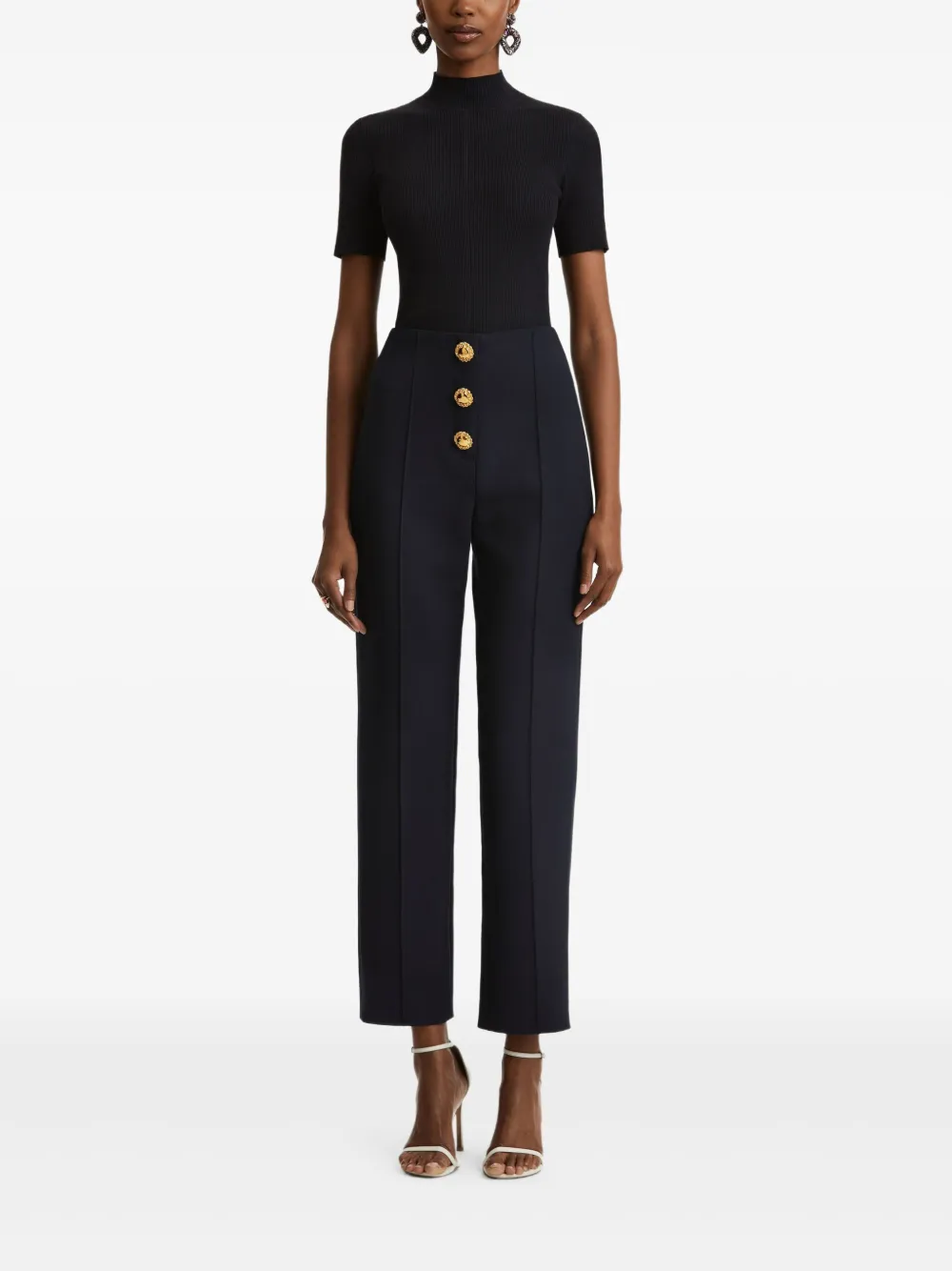 Oscar de la Renta Broek met knoopdetails - Blauw