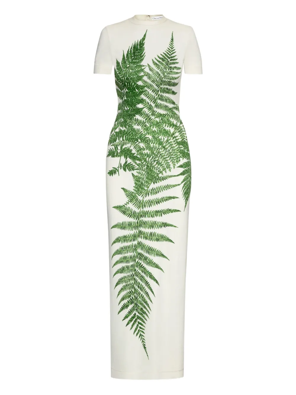 Oscar de la Renta fern-print jersey maxi dress | White | Image 1
