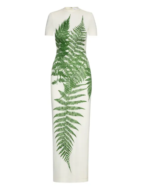 Oscar de la Renta fern-print jersey maxi dress