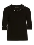 Oscar de la Renta sequin-embellished wool T-shirt - Black