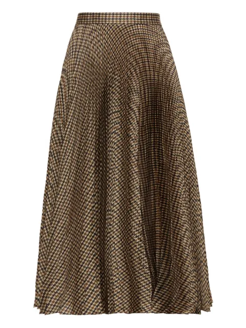 Oscar de la Renta houndstooth pleated midi skirt