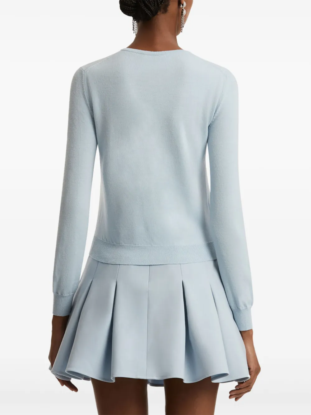 Oscar de la Renta peony-embroidered cardigan Blauw