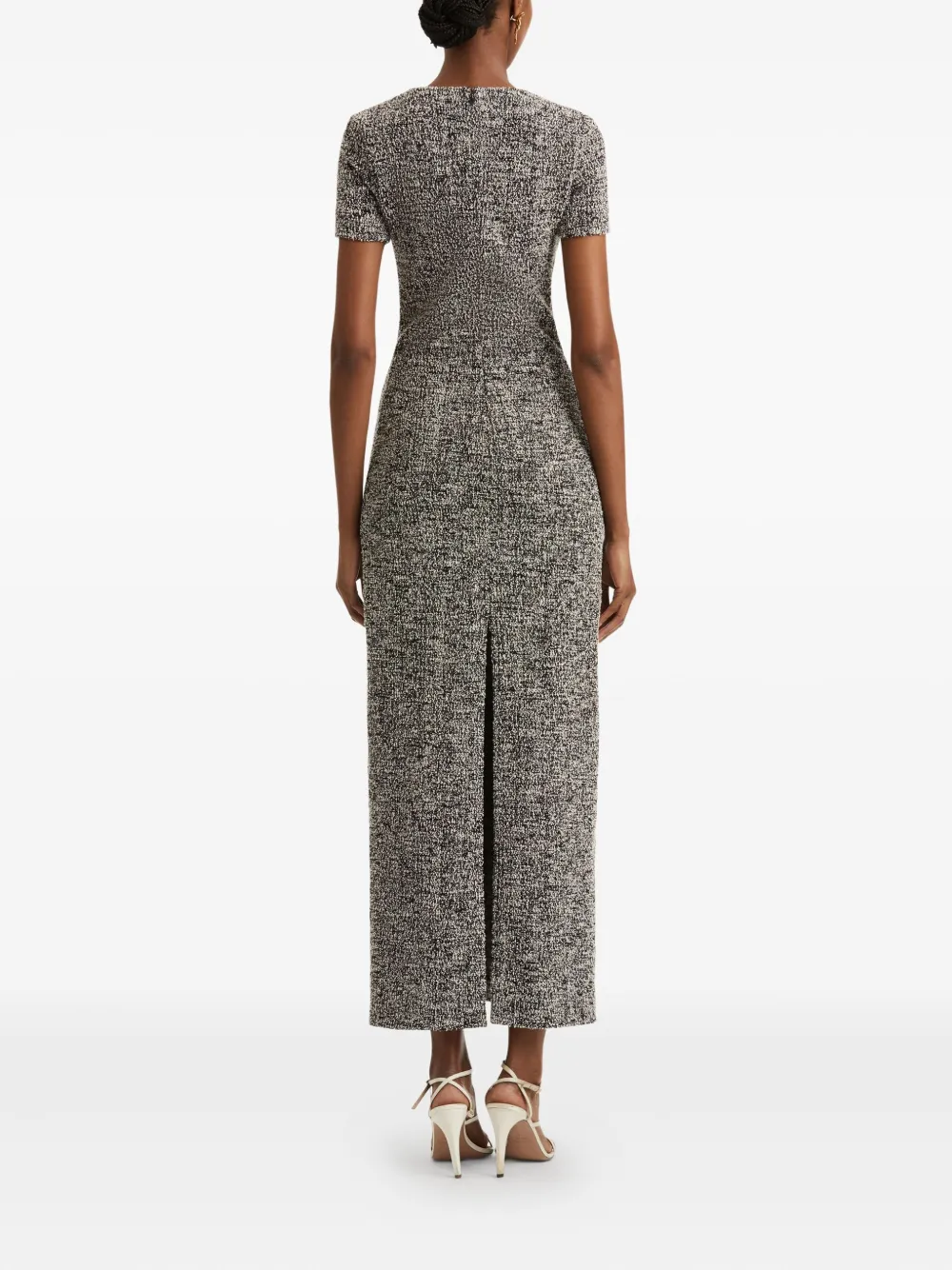 Oscar De La Renta Floral-detail Tweed Maxi Dress In Multi