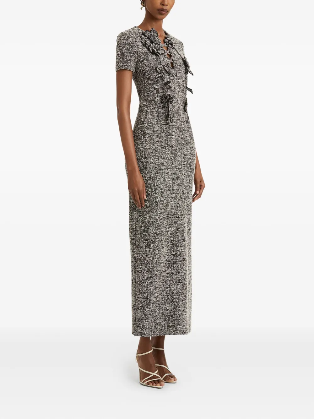 Oscar de la Renta Maxi-jurk met bloemdetail - Zwart