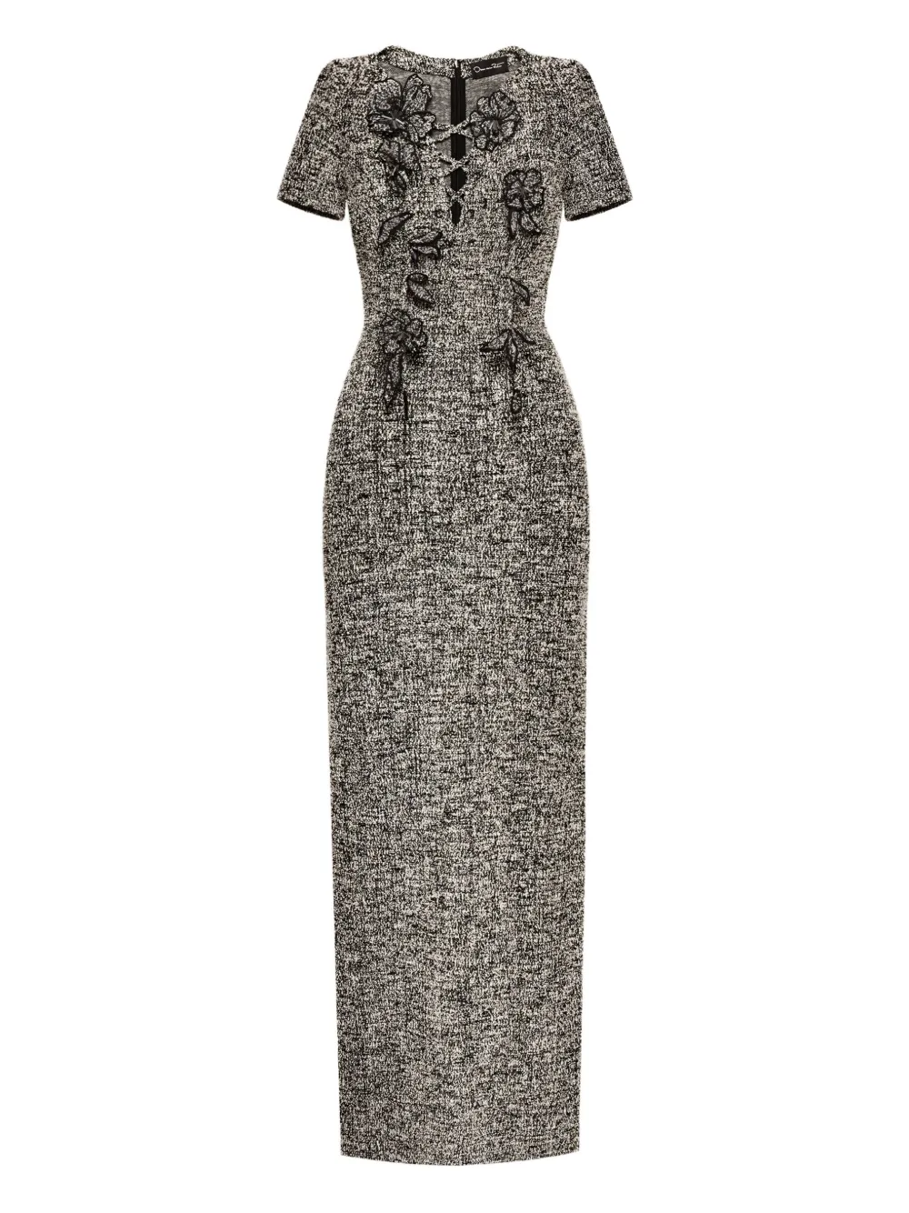 Oscar de la Renta floral-detail tweed maxi dress | Black | Image 1