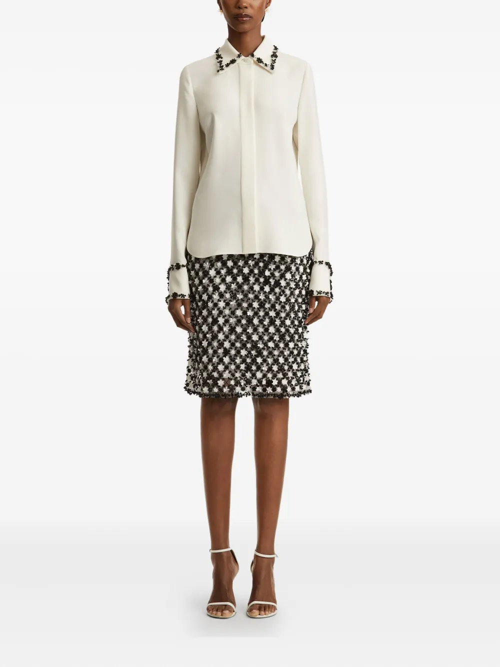 Oscar de la Renta Blouse met geborduurde bloemen - Wit