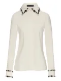 Oscar de la Renta floret-embroidered collar shirt - White
