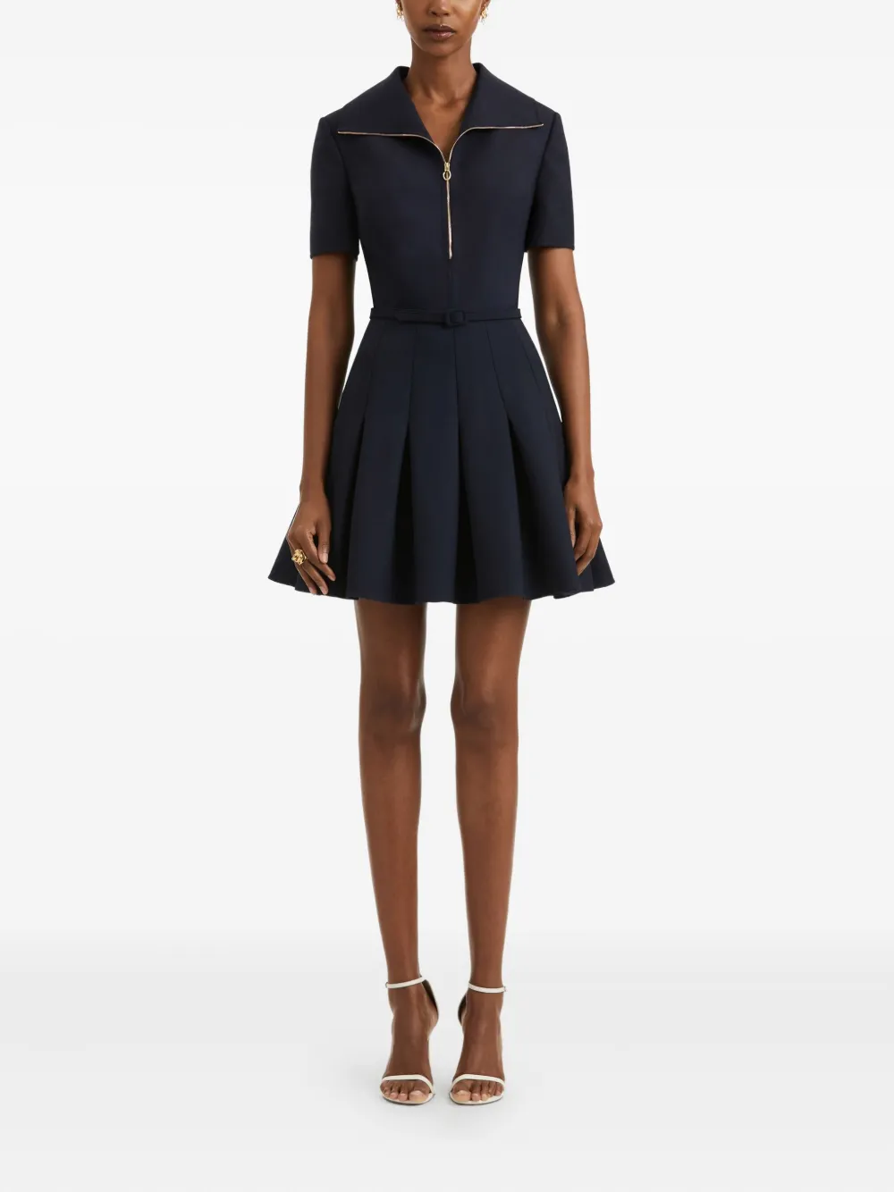 Oscar de la Renta Geplooide mini-jurk met rits Blauw
