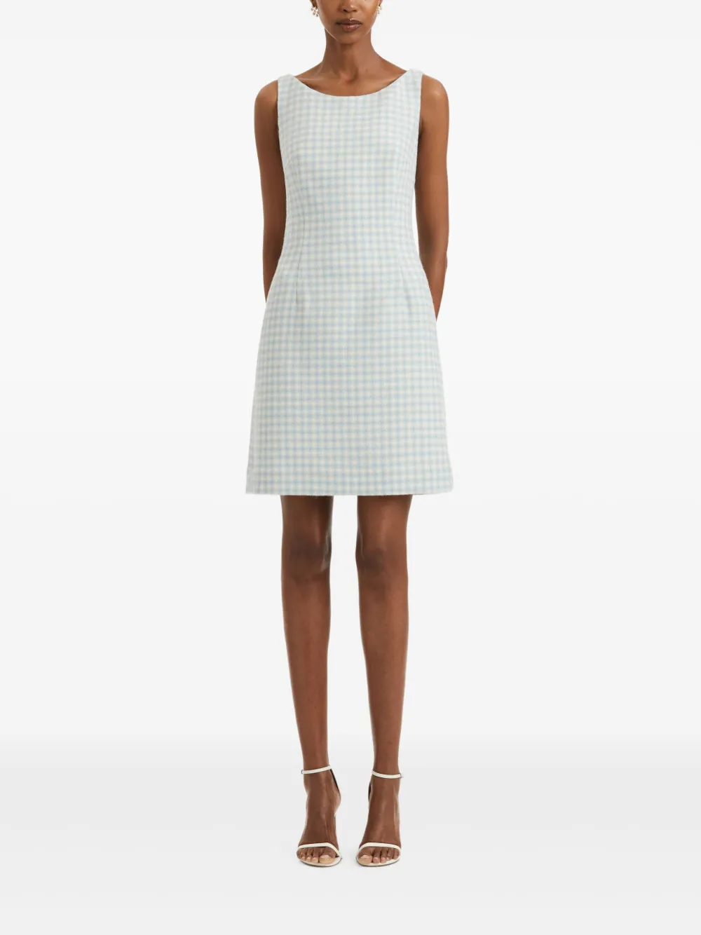 Oscar de la Renta gingham tweed mini dress - Blauw