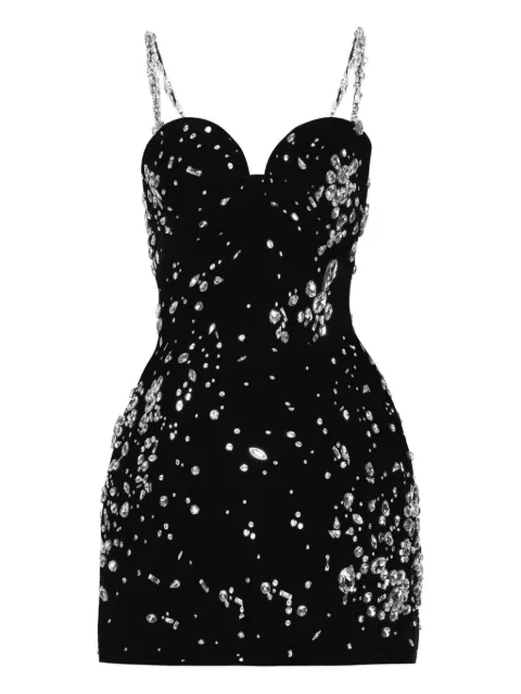 Oscar de la Renta crystal-embellished velvet mini dress
