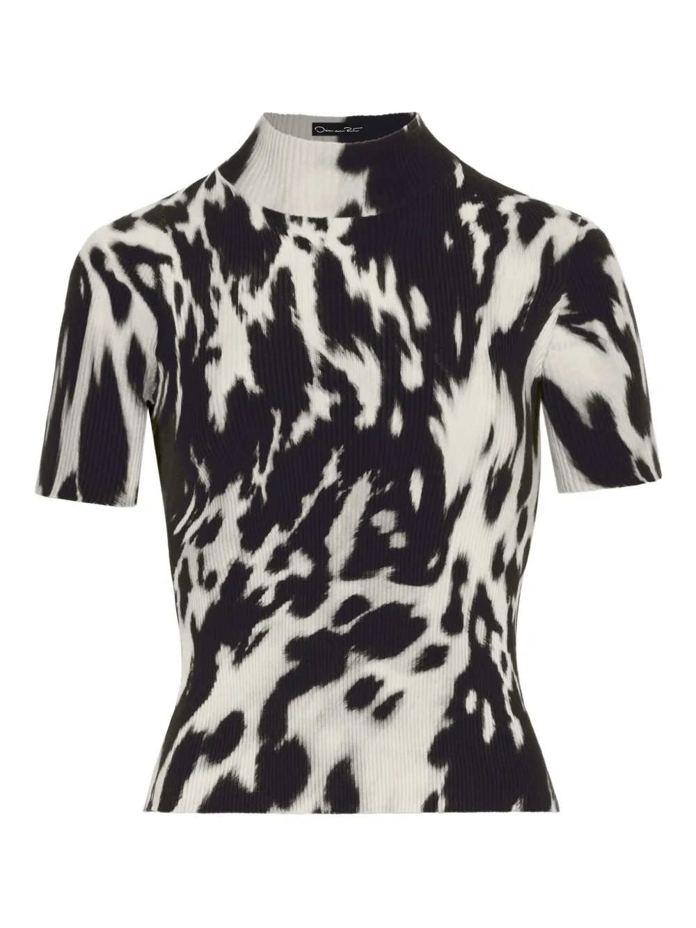 Oscar De La Renta Ribbed Printed T-shirt In Black