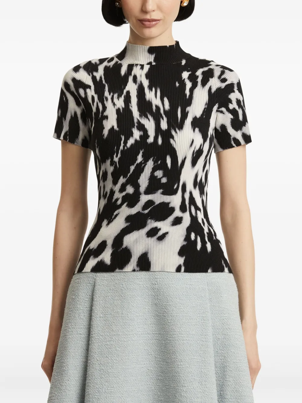 Oscar de la Renta Geribbeld T-shirt met print Zwart