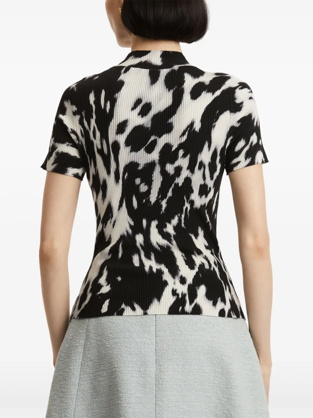 Oscar de la Renta Geribbeld T-shirt met print Zwart