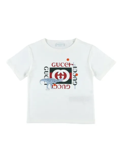 Gucci Kids تيشيرت بطبعة ديناصور وشعار الماركة