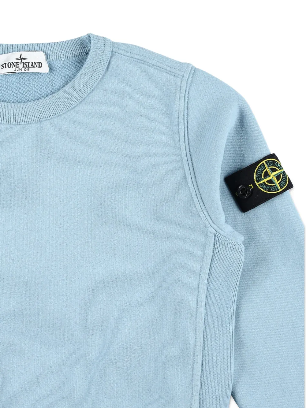 Stone Island Junior logo-patch crew-neck sweatshirt Blauw