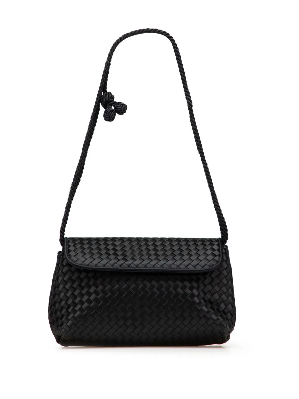 Bottega Veneta Pre-Owned 2012-2025 サテン イントレチャート ショルダーバッグ - ブラック Bottega Veneta Pre-Owned 2012-2025 サテン イントレチャート ショルダーバッグ - ブラック