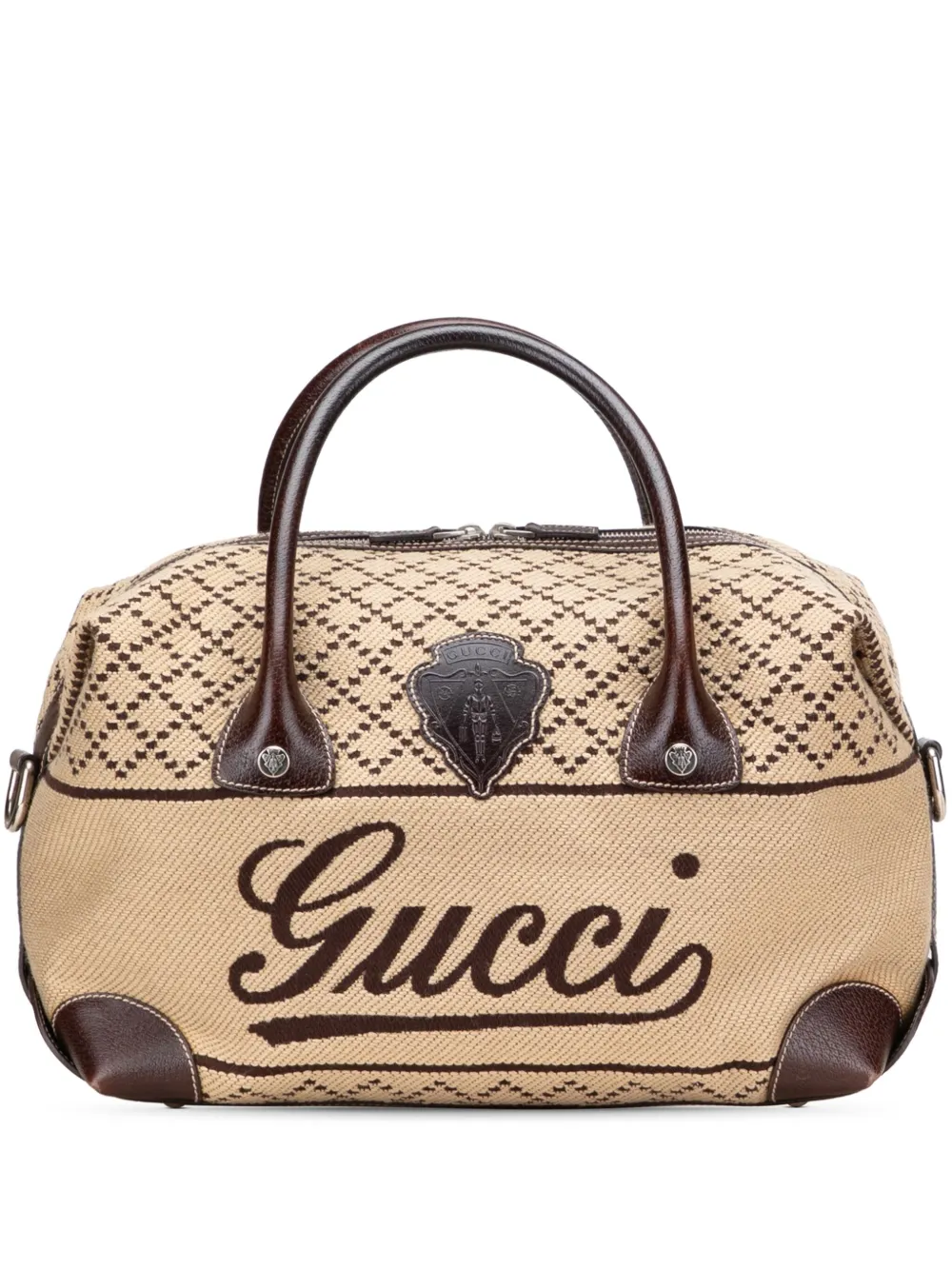 Gucci Pre-Owned 2000-2015 Diamante Canvas Crest boston bag - ブラウン Gucci Pre-Owned 2000-2015 Diamante Canvas Crest boston bag - ブラウン