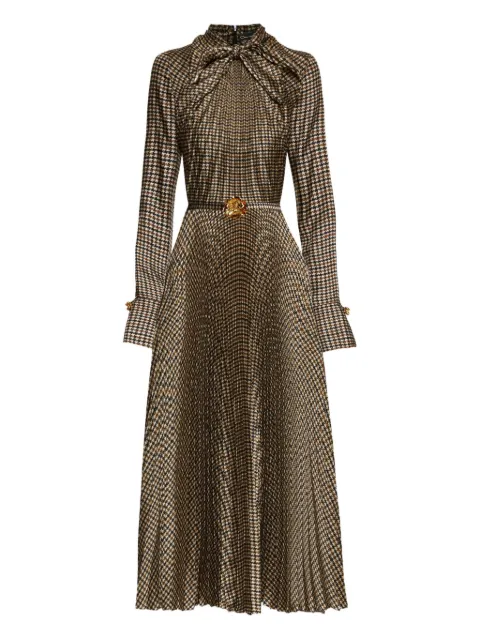 Oscar de la Renta houndstooth pleated midi dress