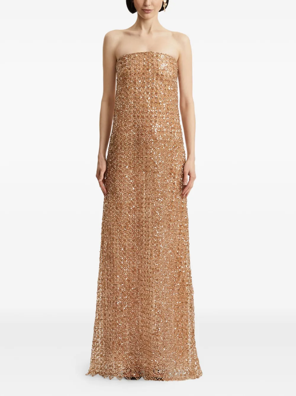 Oscar de la Renta Avondjurk met pailletten - Beige