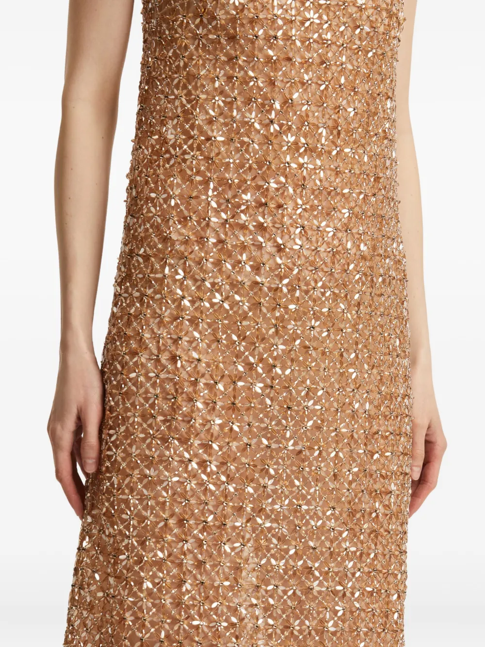 Oscar de la Renta Avondjurk met pailletten Beige