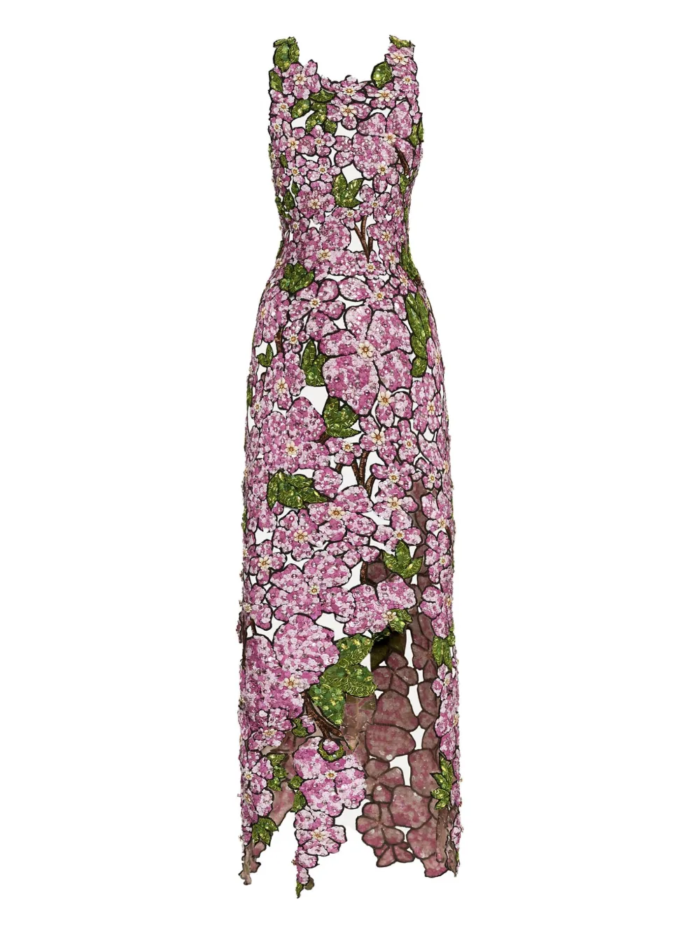 Oscar de la Renta robe mi-longue brodée à sequins | rose | Image 1