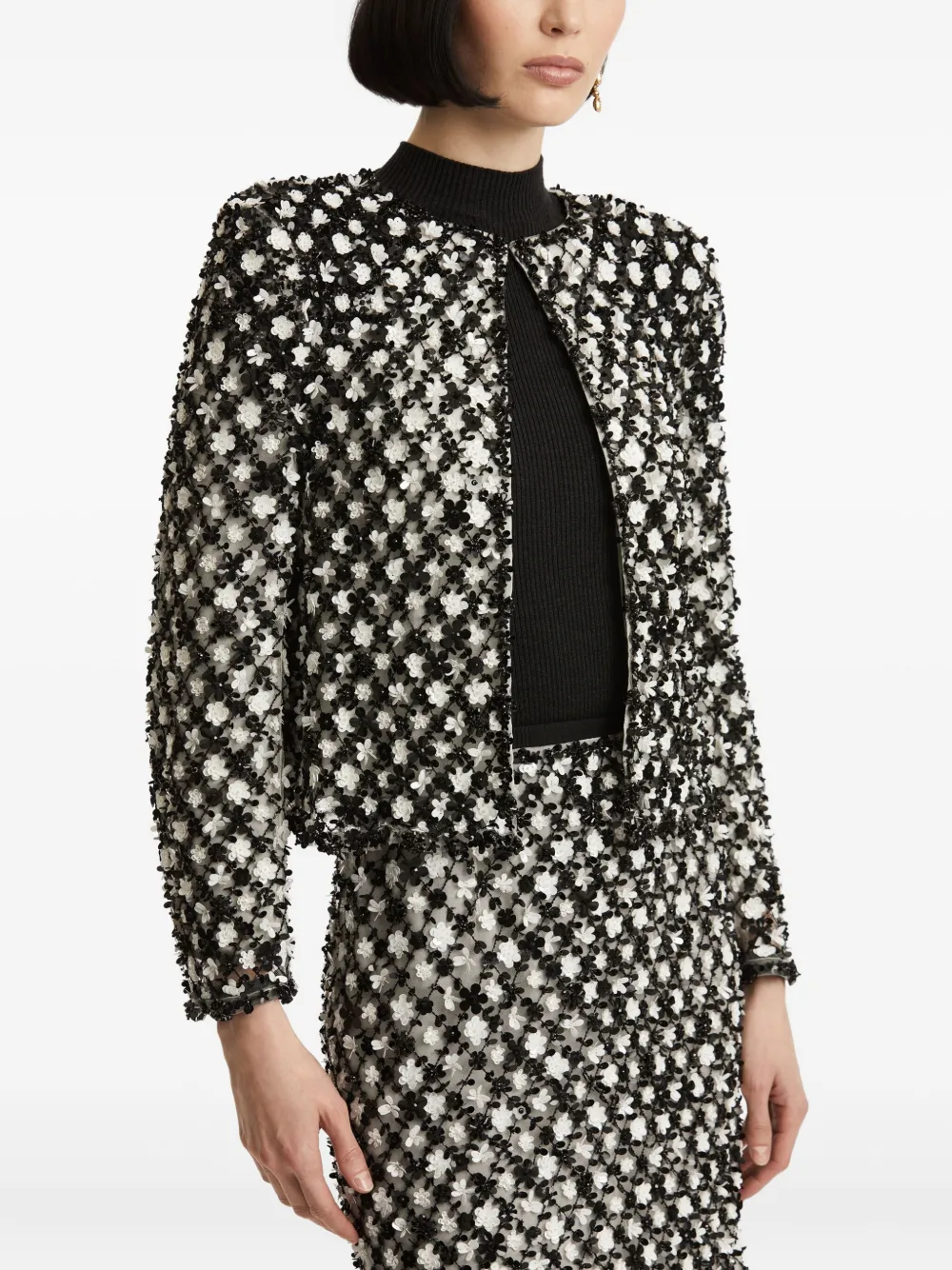 Oscar de la Renta Jack met geborduurde bloemen Zwart