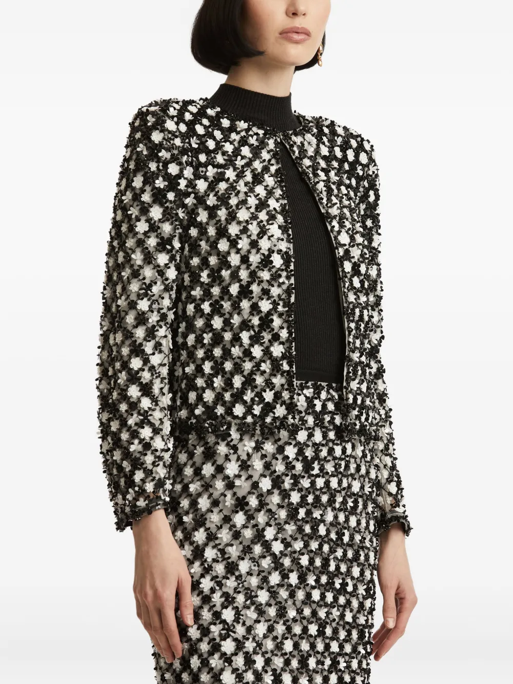 Oscar de la Renta Jack met geborduurde bloemen Zwart