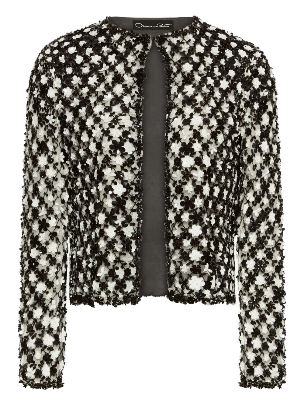 Oscar de la Renta floral-embroidered sequin jacket | Black | Image 1