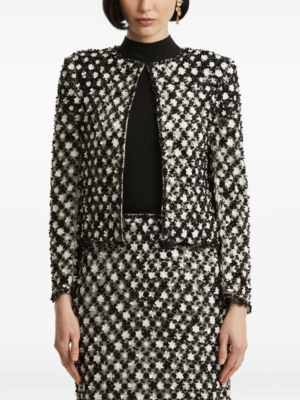 Oscar de la Renta Jack met geborduurde bloemen Zwart