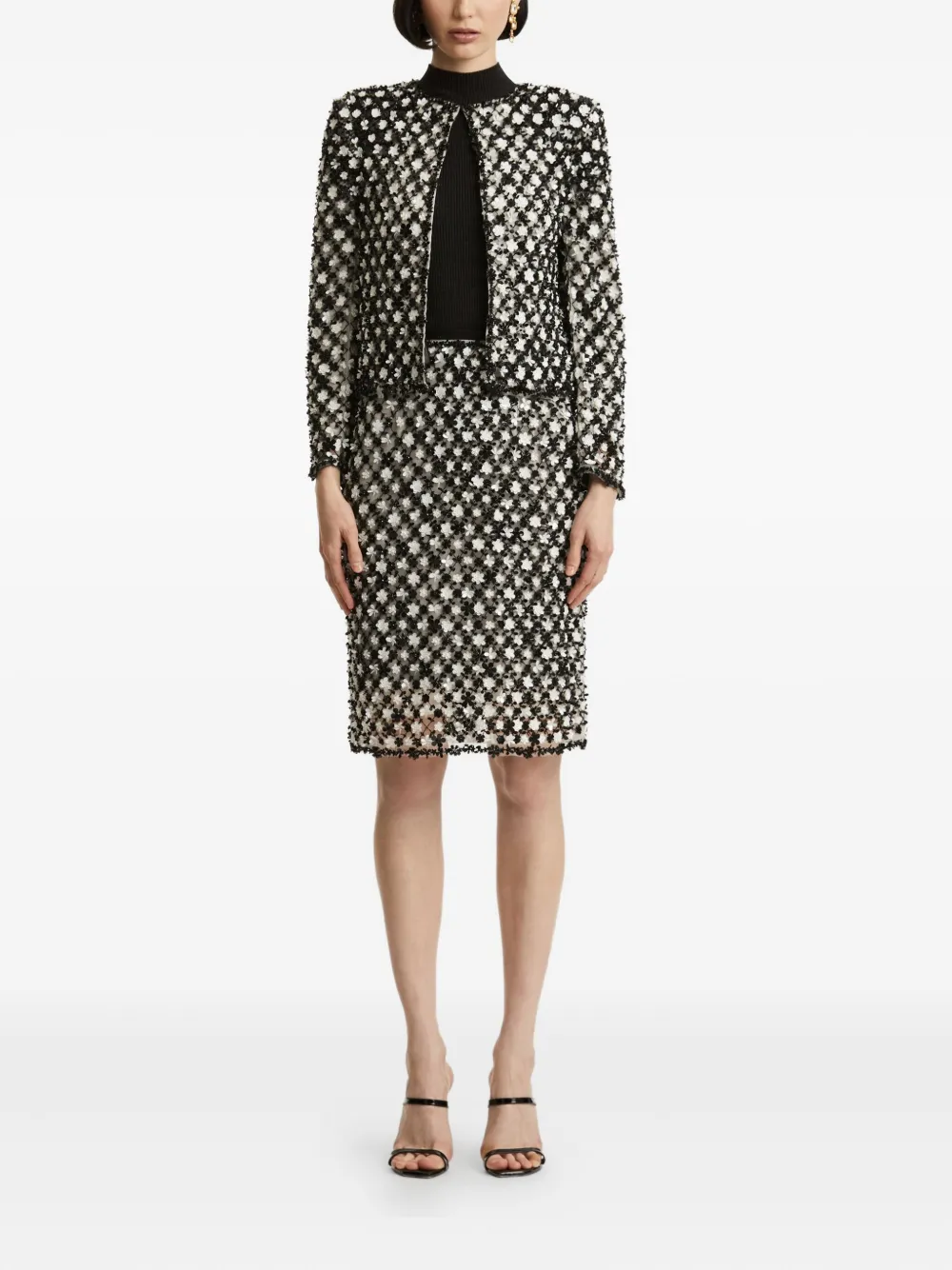 Oscar de la Renta floral-embroidered sequin jacket | Cropped Jackets | Image 2
