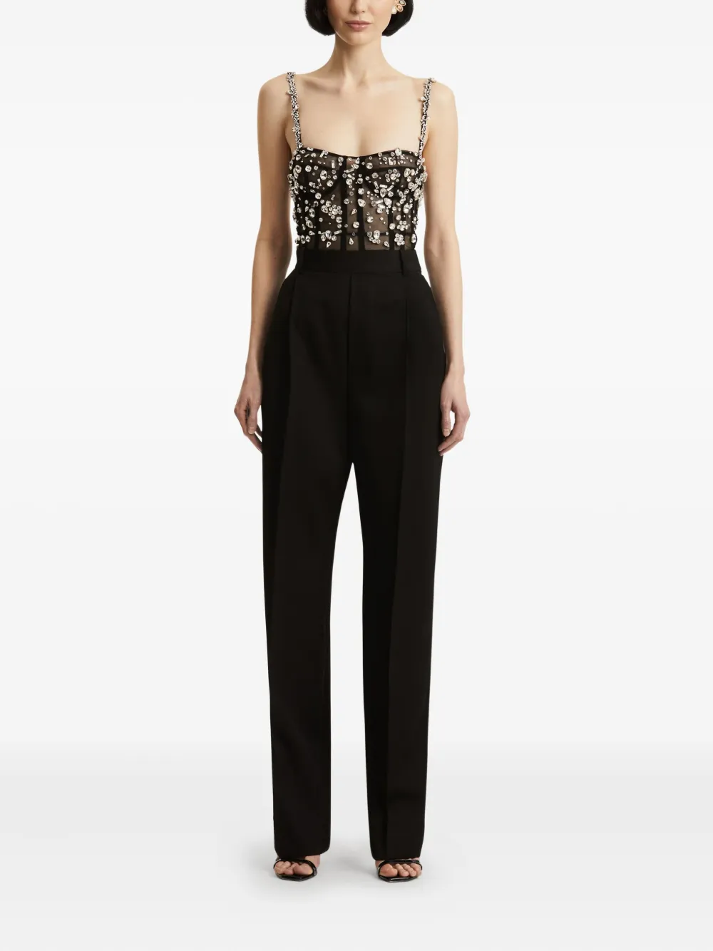 Oscar de la Renta Jumpsuit verfraaid met kristallen - Zwart