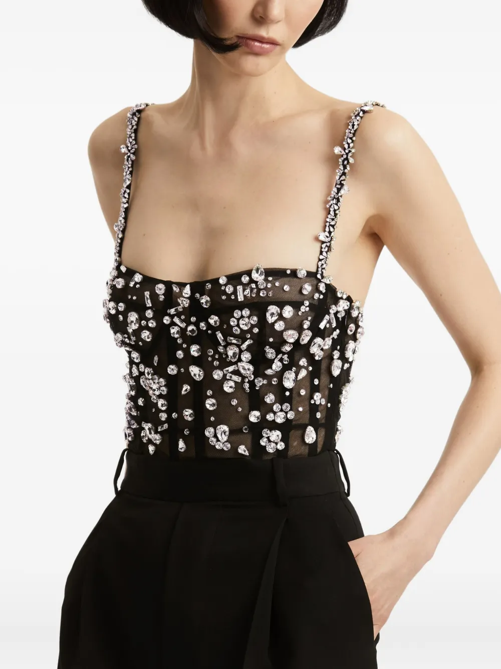 Oscar de la Renta Jumpsuit verfraaid met kristallen Zwart