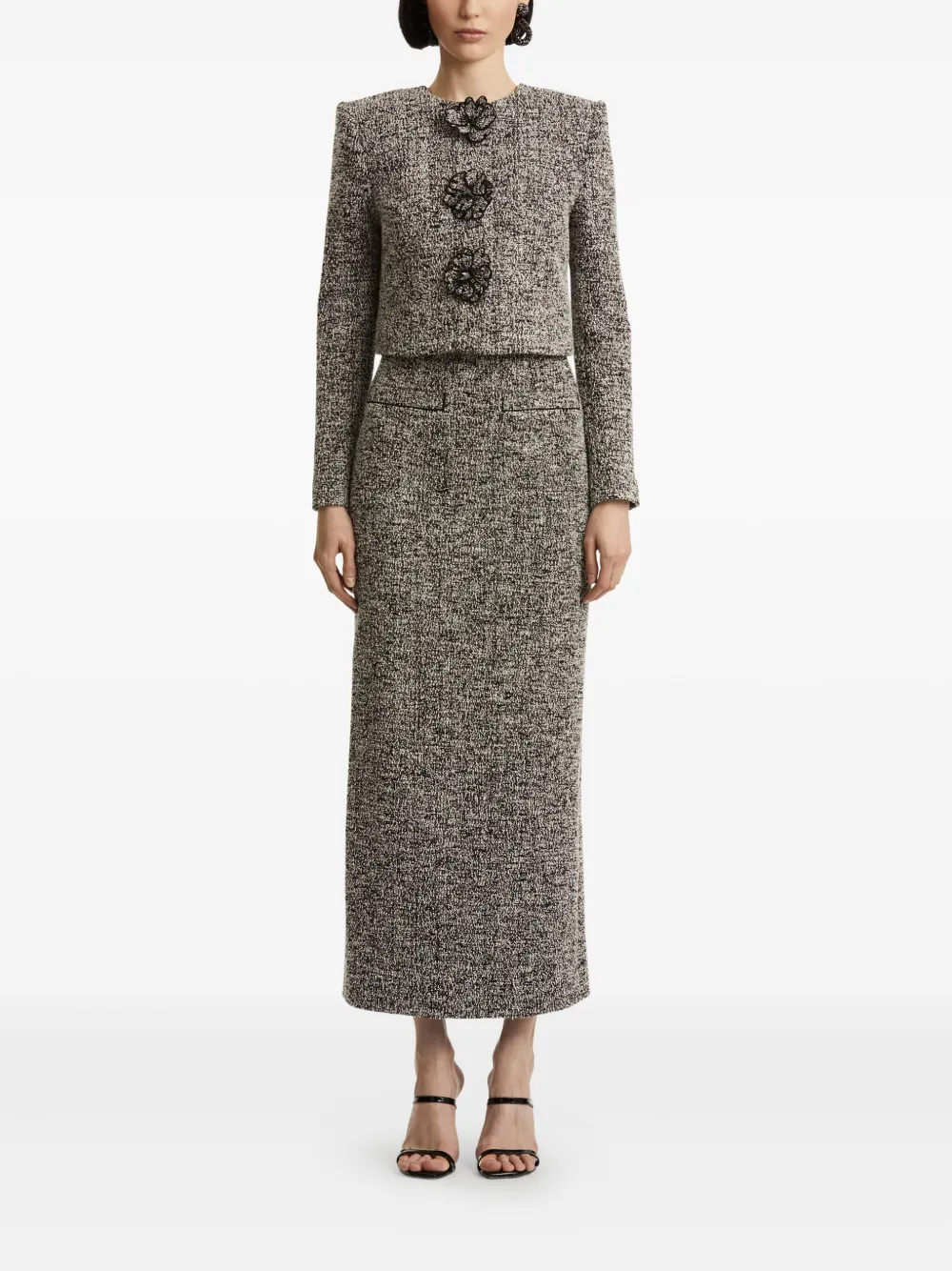 Oscar de la Renta flower-embellished tweed jacket | Tweed Jackets | Image 2