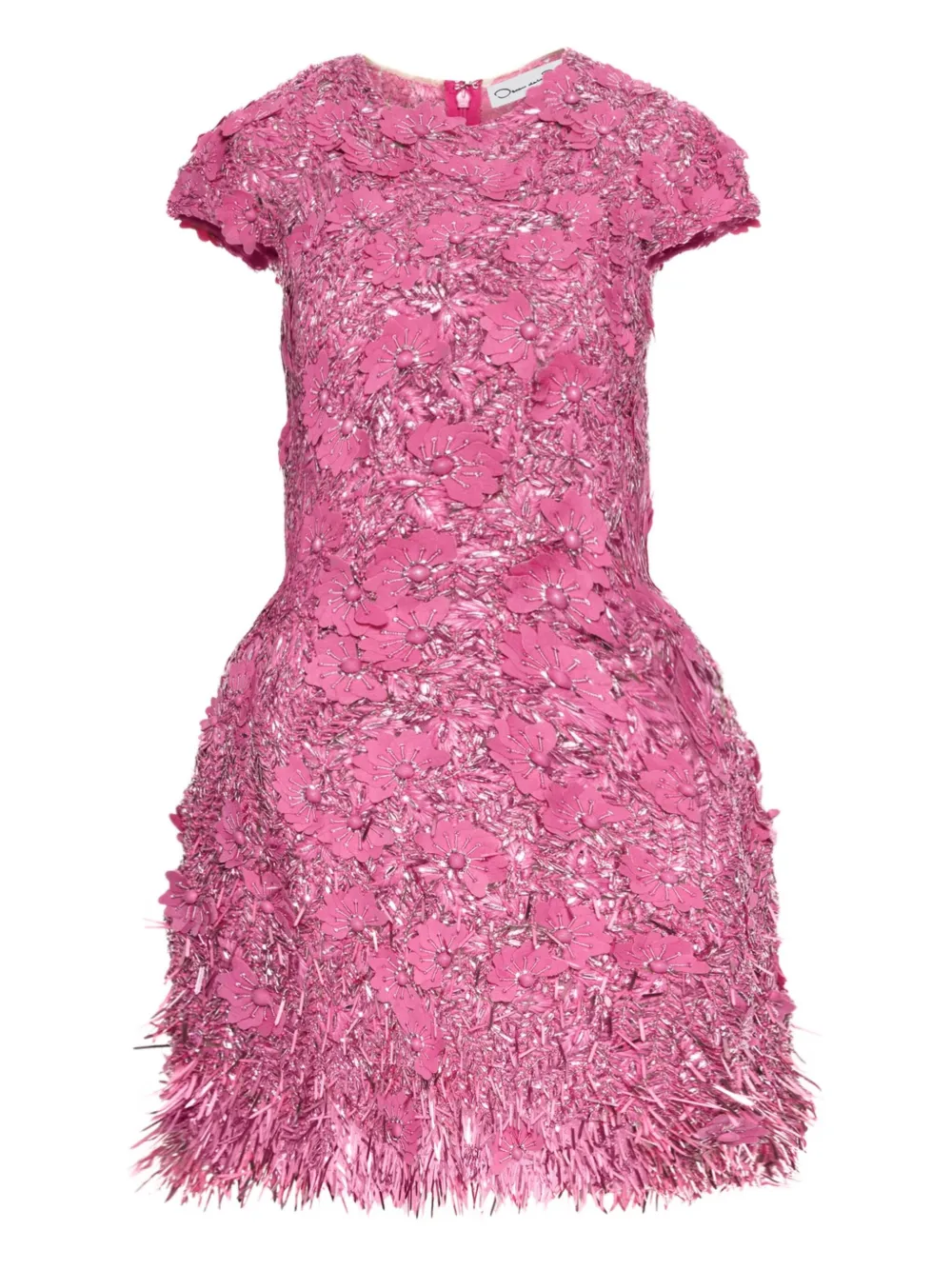Oscar de la Renta sequin-embellished raffia mini dress | Pink | Image 1