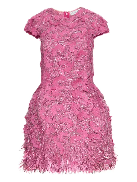 Oscar de la Renta robe courte en raphia à sequins