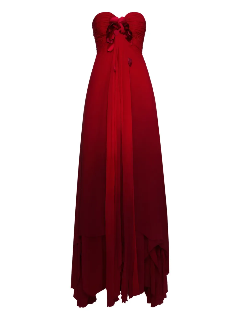 Oscar De La Renta Ombré Pleated Gown In Red