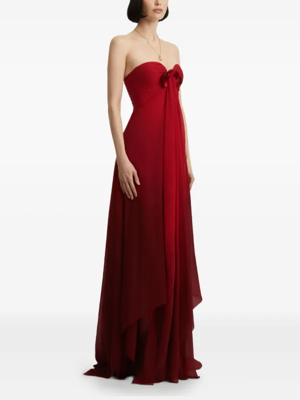 open lace back dress Vintage 1960s Oscar De La Renta for Jane Derby Red Chiffon Dress – The Kit  Vintage main image 1