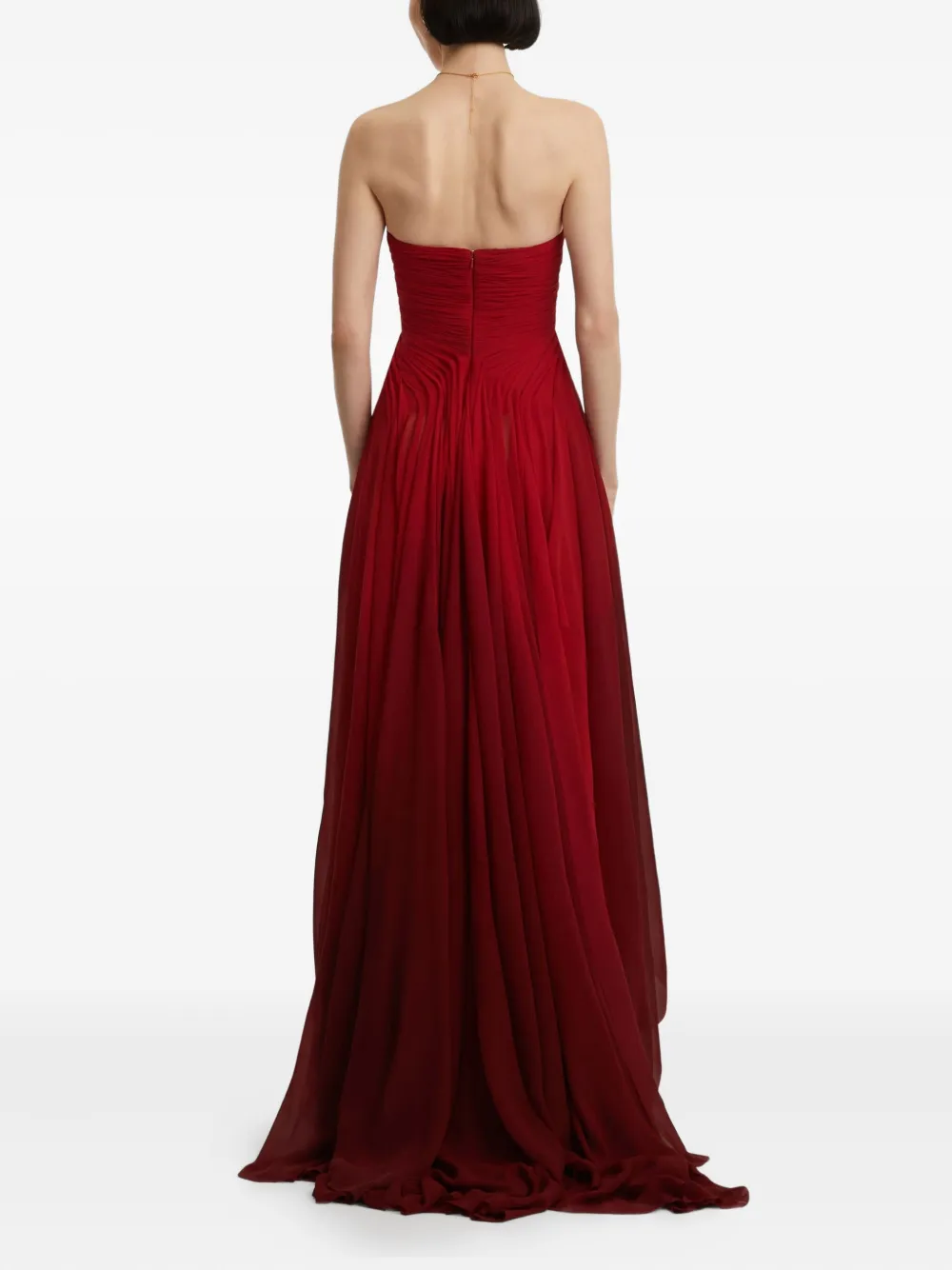 Oscar de la Renta Geplooide avondjurk Rood