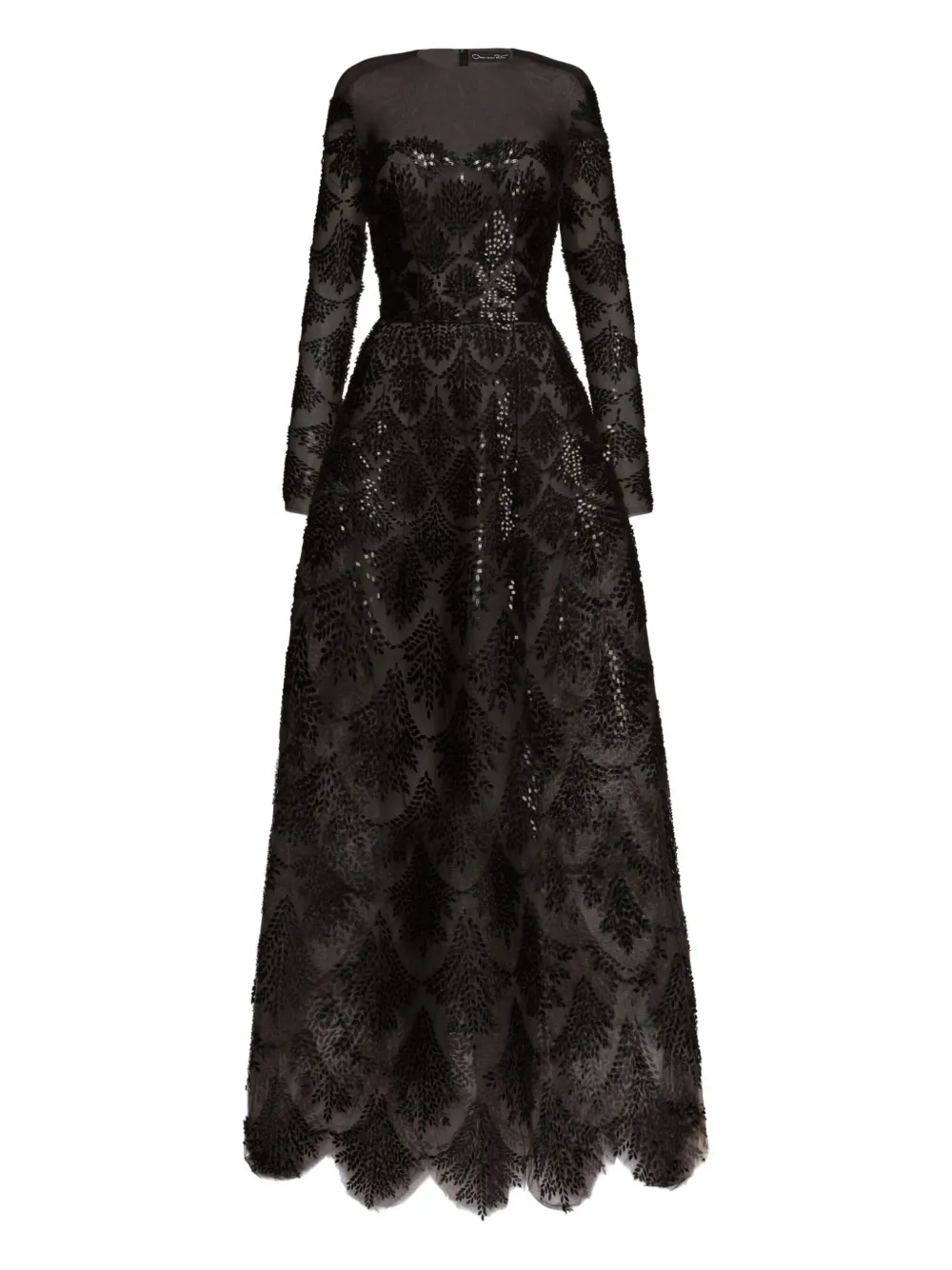Oscar de la Renta sequin embroidered gown | Black | Image 1