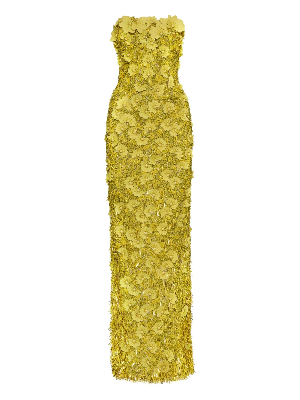 Oscar de la Renta スパンコール イブニングドレス - イエロー Oscar de la Renta スパンコール イブニングドレス - イエロー