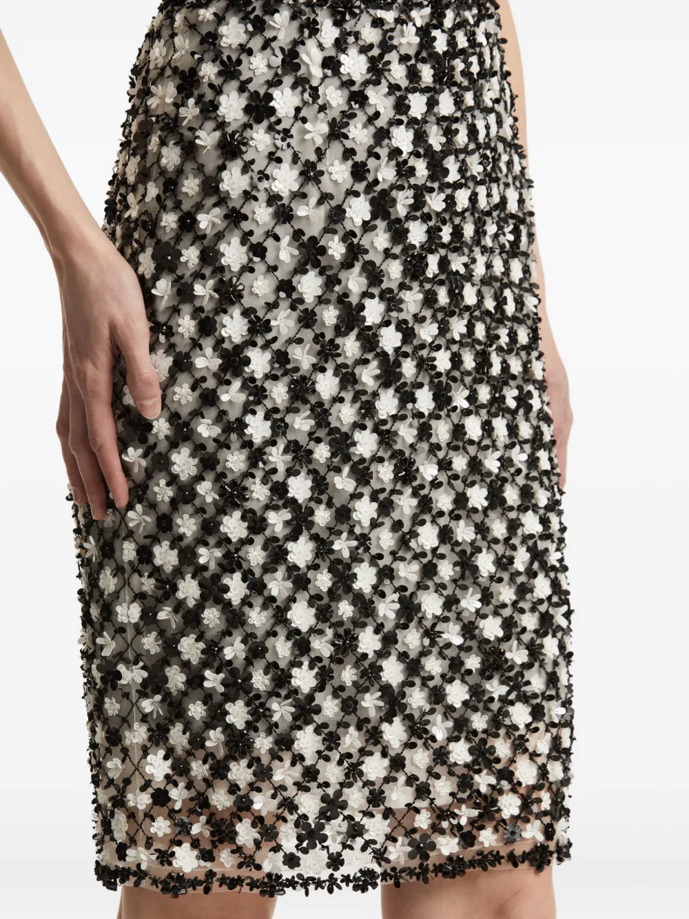 Oscar de la Renta Mini-rok met geborduurde bloemen Zwart