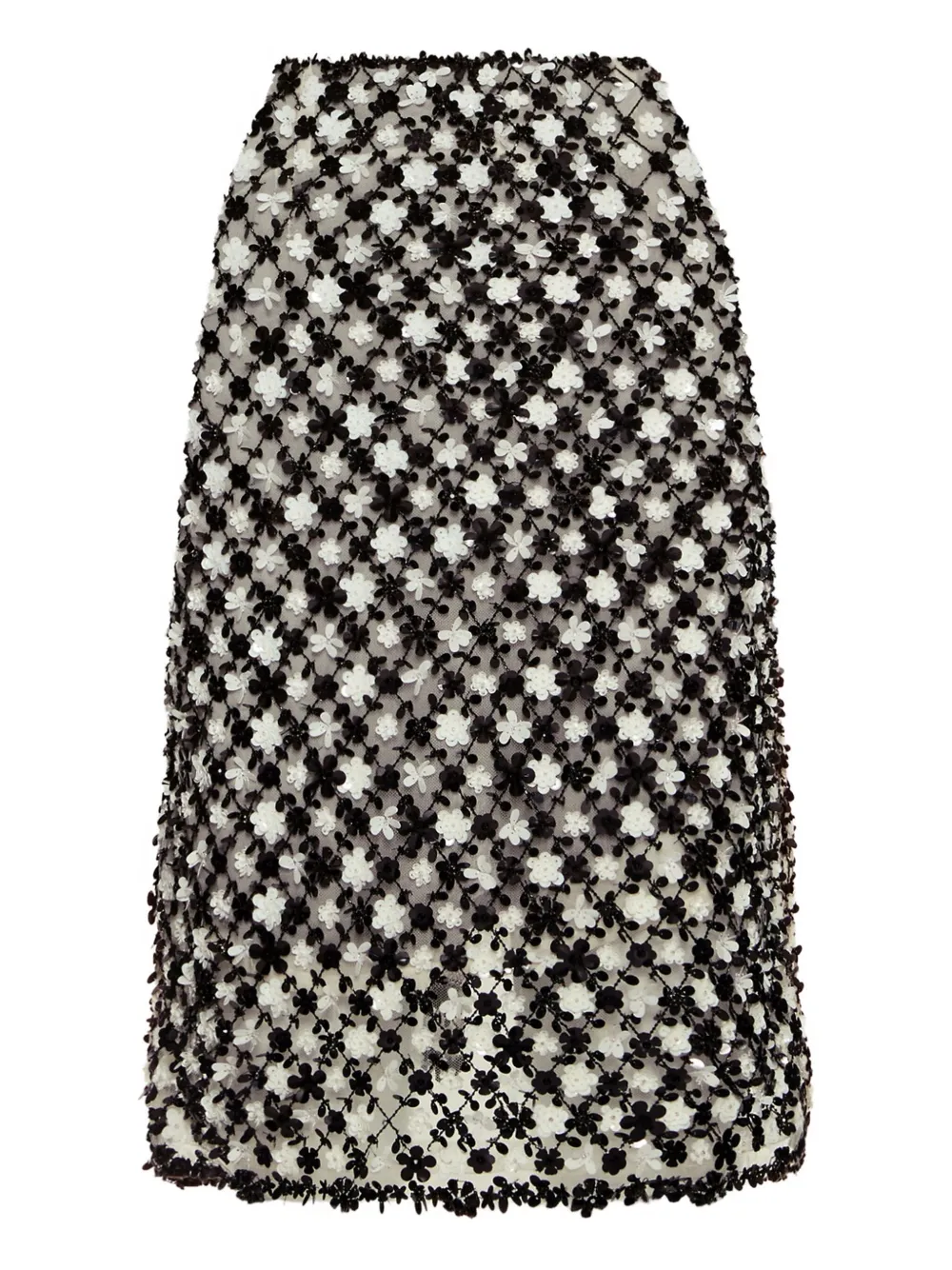 Oscar De La Renta Floral-embroidered Mini Skirt In Black